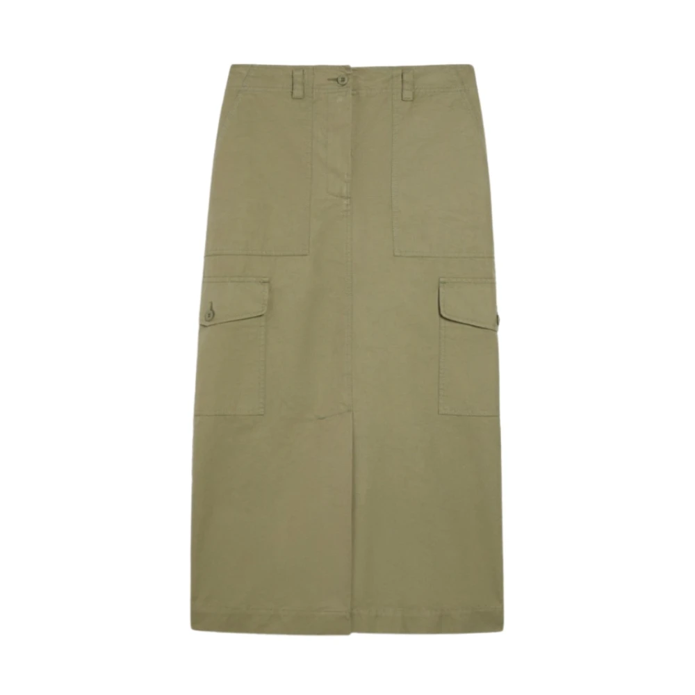 Max Mara Women's Green Canvas Cotton Calais Skirt - Midi Skirts - M - Skirts