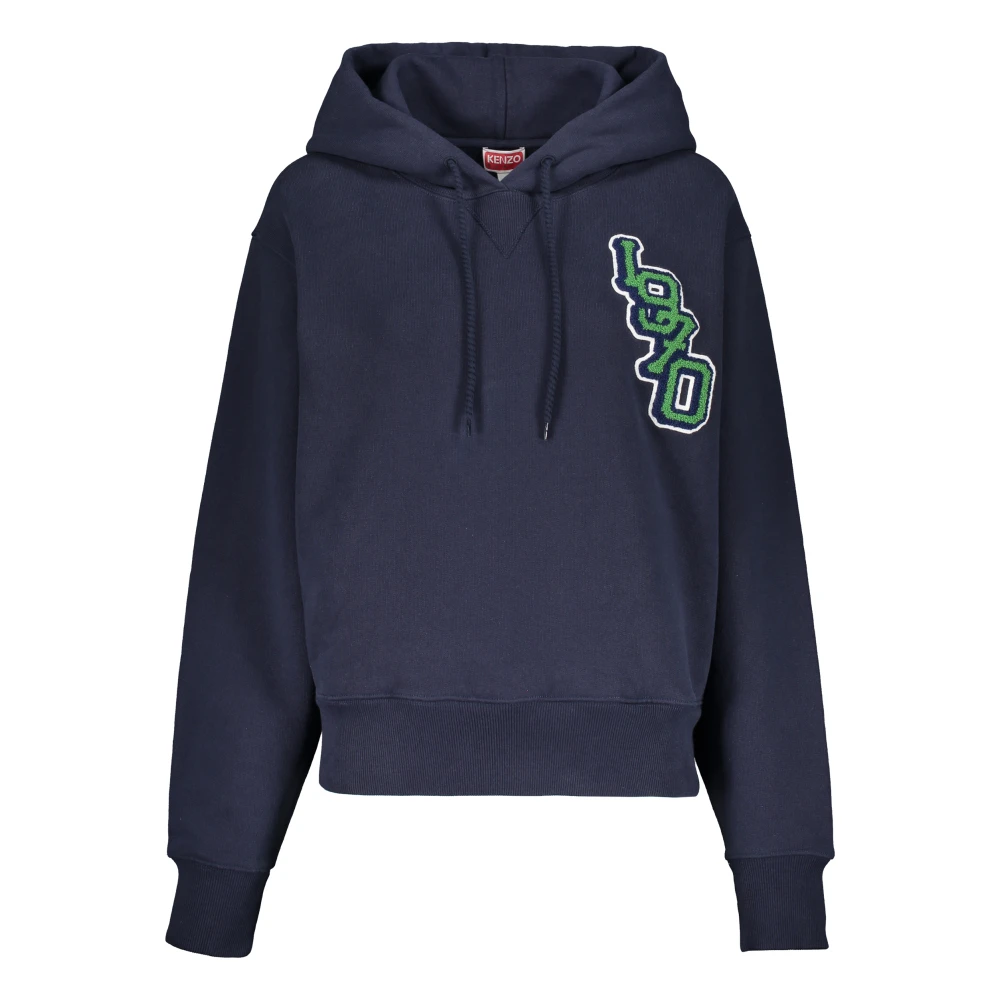 Kenzo Katoenen hoodie met verstelbare capuchon en geribde boorden Blue Dames