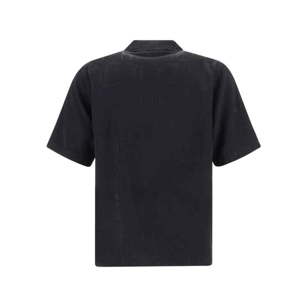 Philipp Plein Monochrome Cubaanse kraag overhemd Black Heren