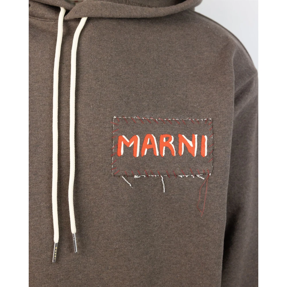 Marni Bruine hoodie met logodetails Brown Heren