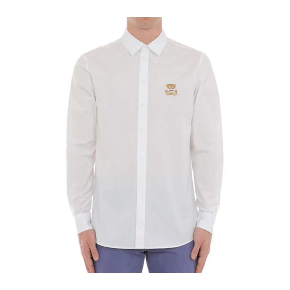 Moschino Vit Lekfull Teddy Bear Skjorta