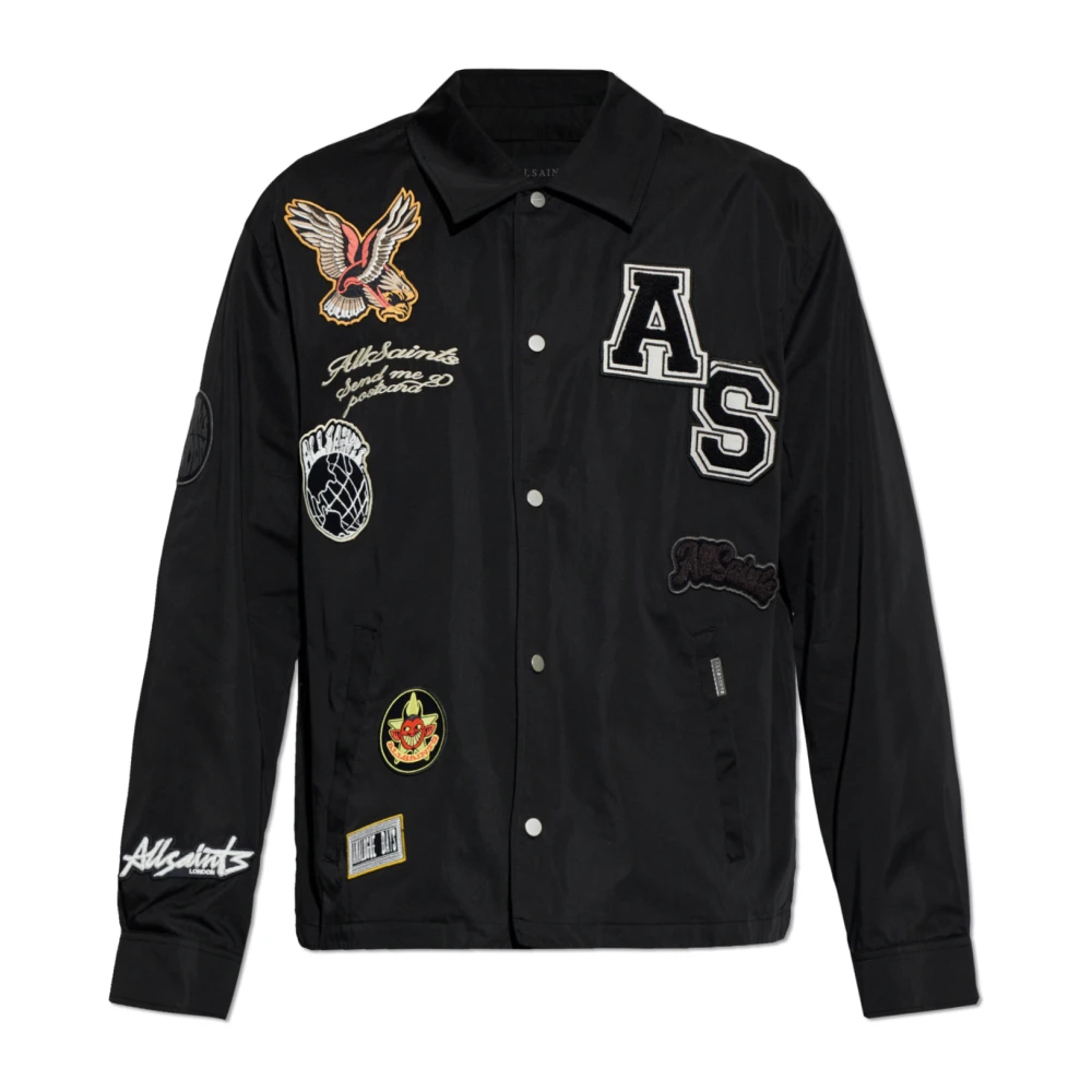 Allsaints Herr Svart Jackor Xl, Bomull, Soundman Patch Coach Jacket