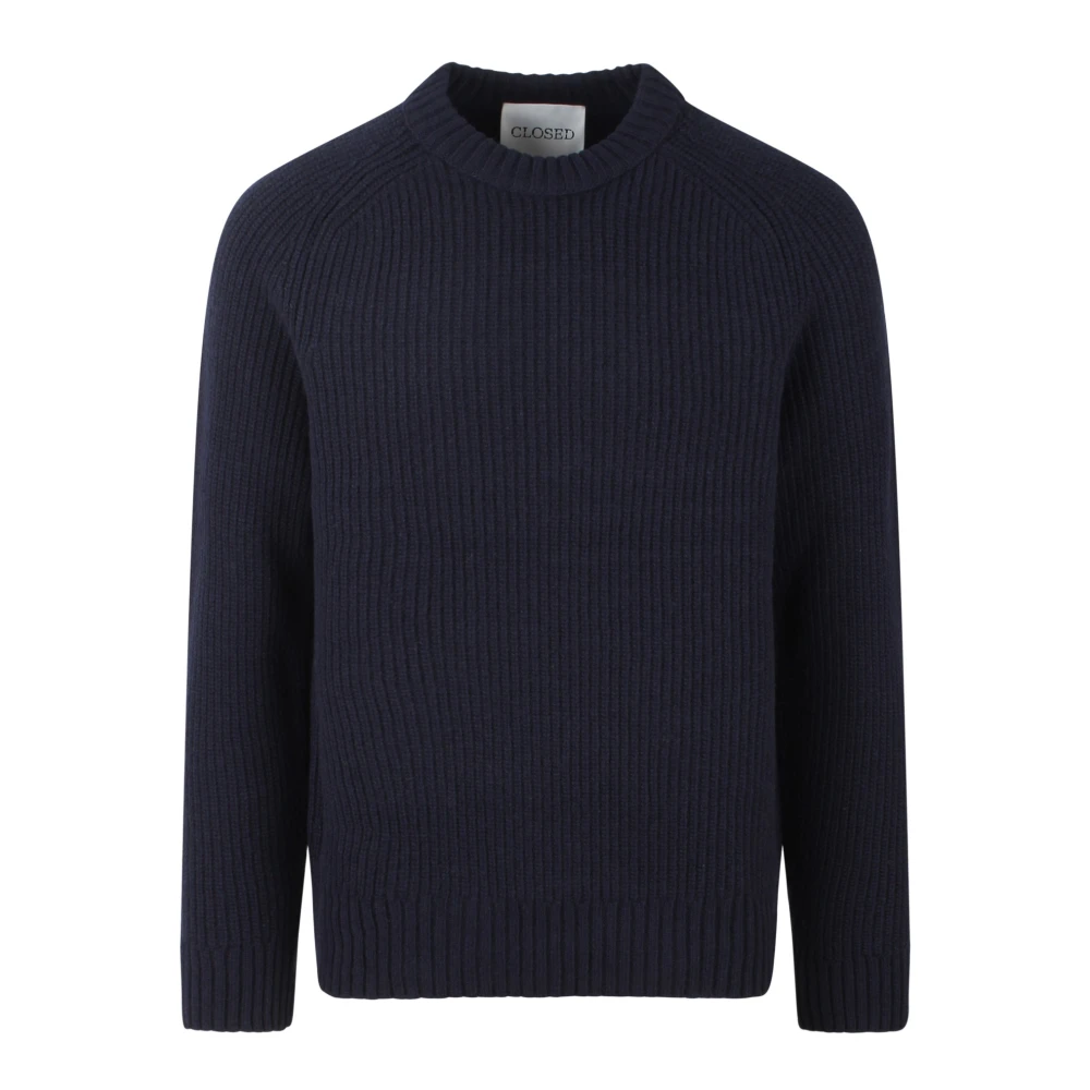 Closed Wollen Crew-Neck Sweater Fw24 Blue Heren