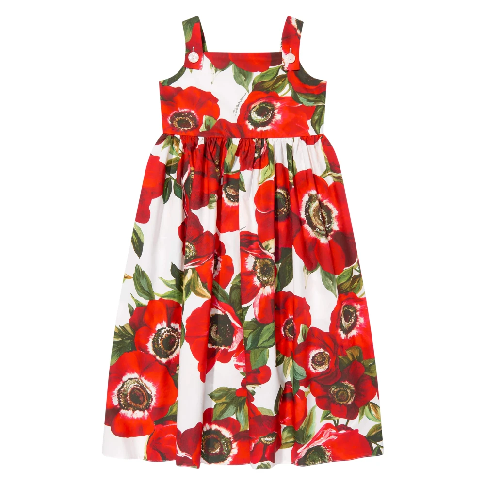 Dolce & Gabbana Girls Multicolor Anemone Print Dress Size 14 Y