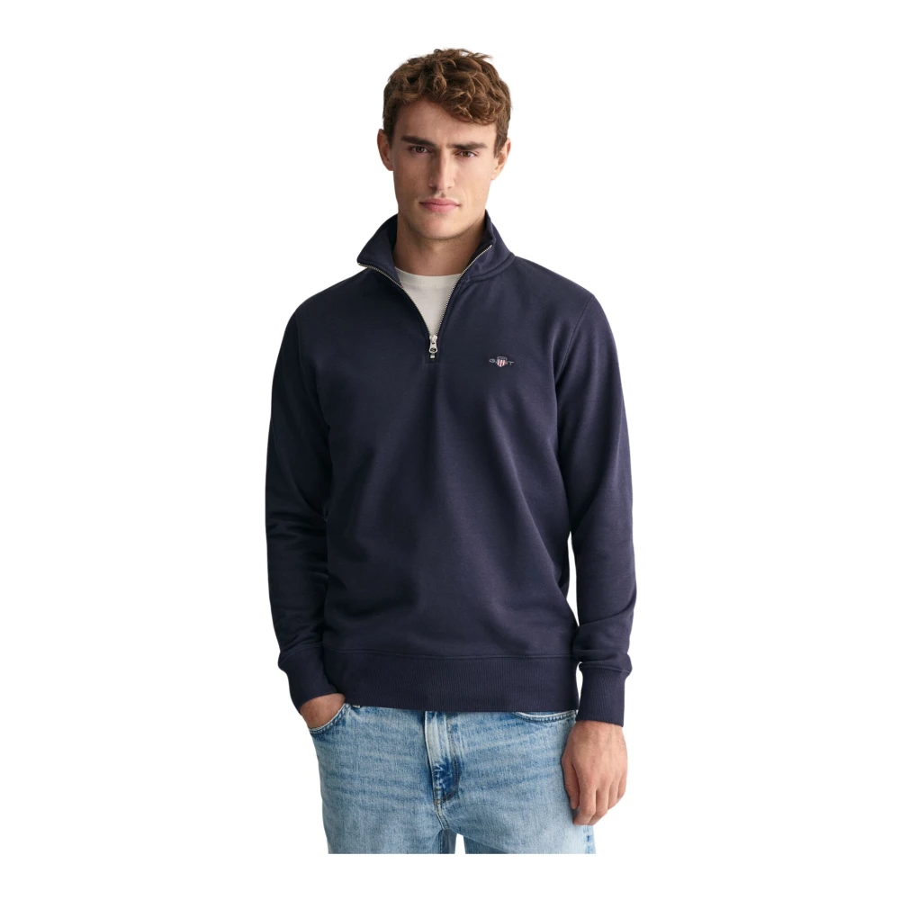 Gant Half-Zip Sweatshirt Blue, Herr