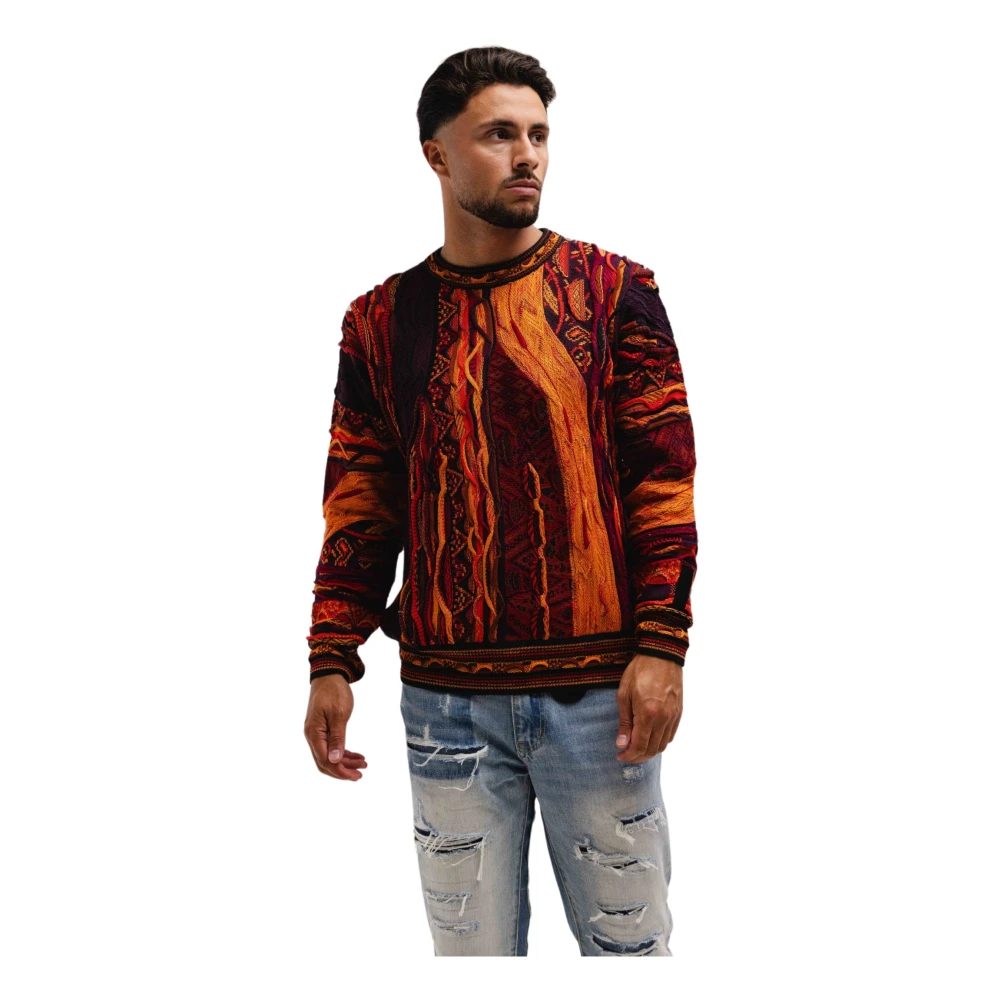 Carlo colucci Rode Heren Trui Stijlvol Patroon Multicolor Heren