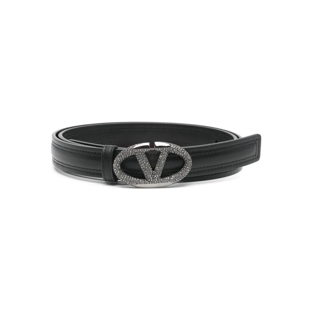 Valentino Garavani Women's Black Elegant Leather Belt With Unique Design