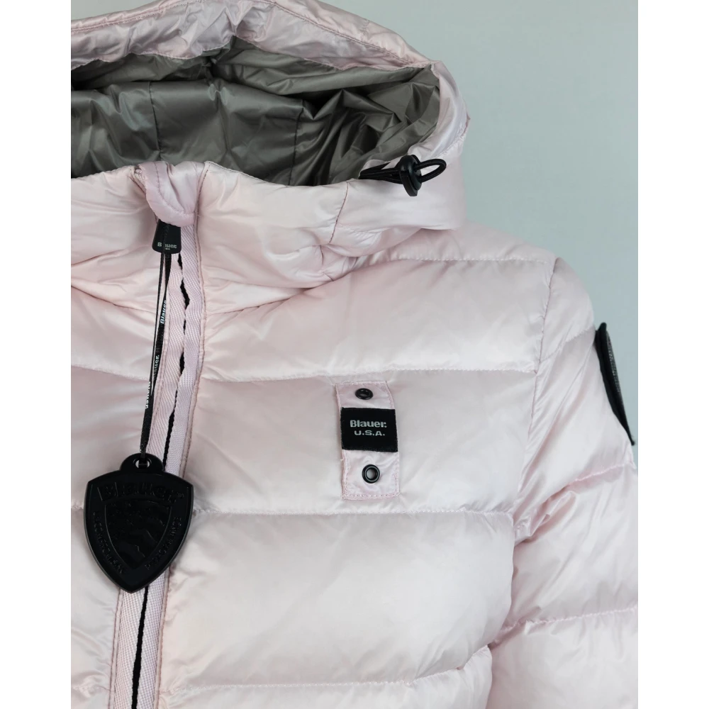 Blauer Roze Gewatteerde Nylonjas met Capuchon Pink Dames