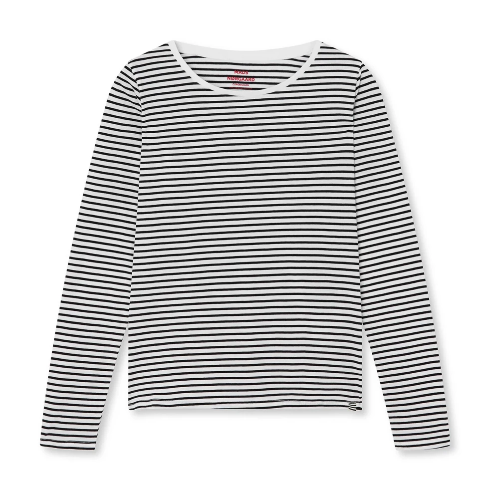 Mads Nørgaard Gestreepte Longsleeve Top Wit Zwart Black Dames