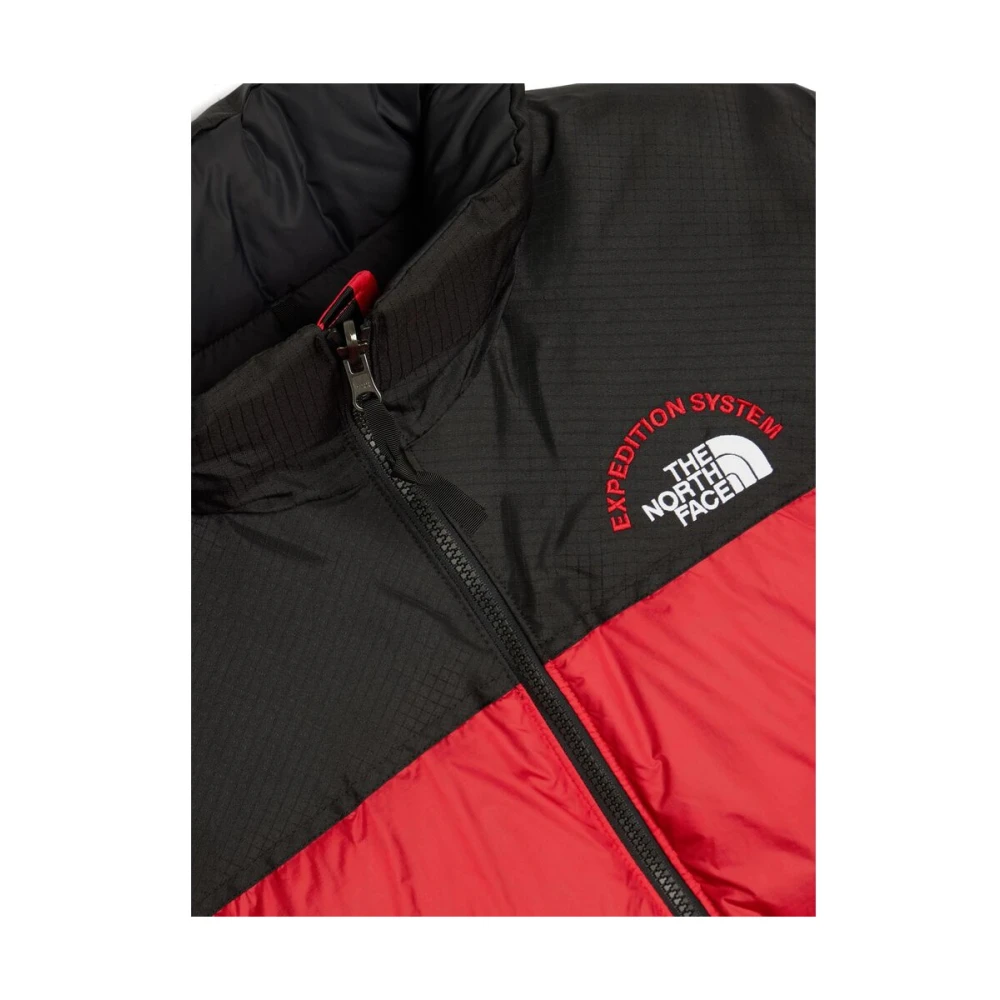 The North Face Zwart Rode Ganzendons Gewatteerde Jas Red Heren