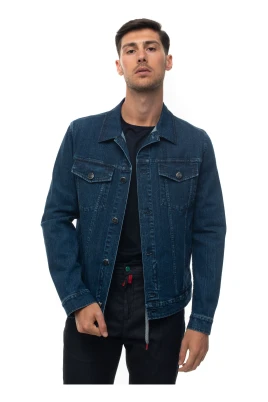 Denim harrington jacka med logotyp