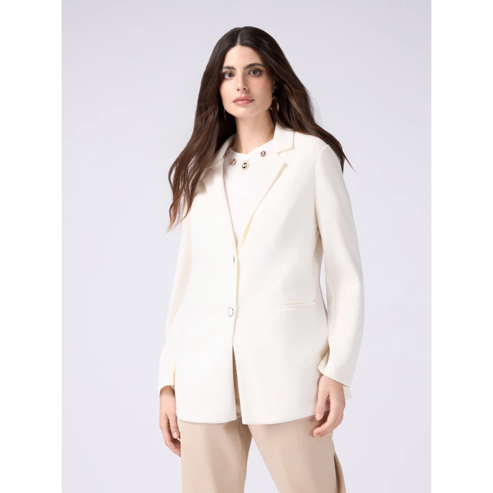 Oltre Soft-Touch-Sweatshirt-Blazer White Dames