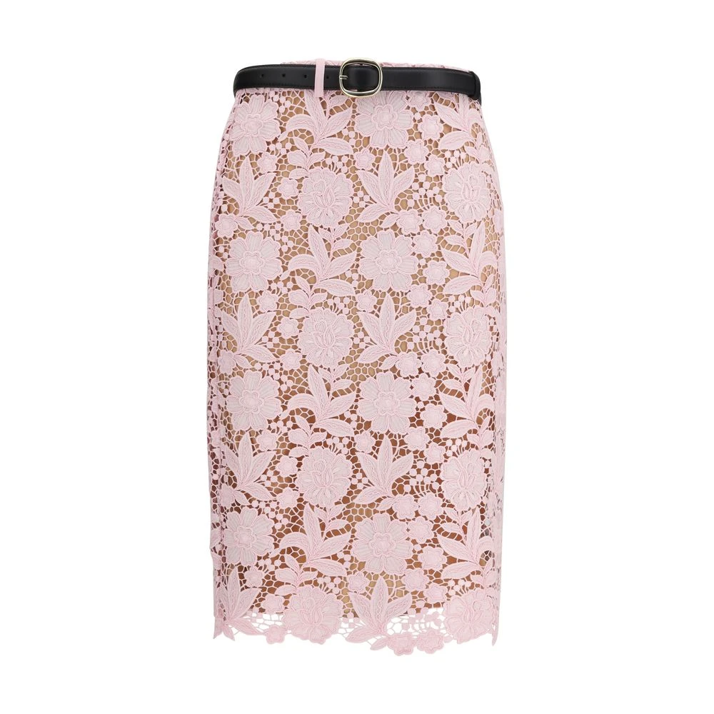 Self Portrait Women's Pink Midi Skirts, Xs, Lace Midi Skirt