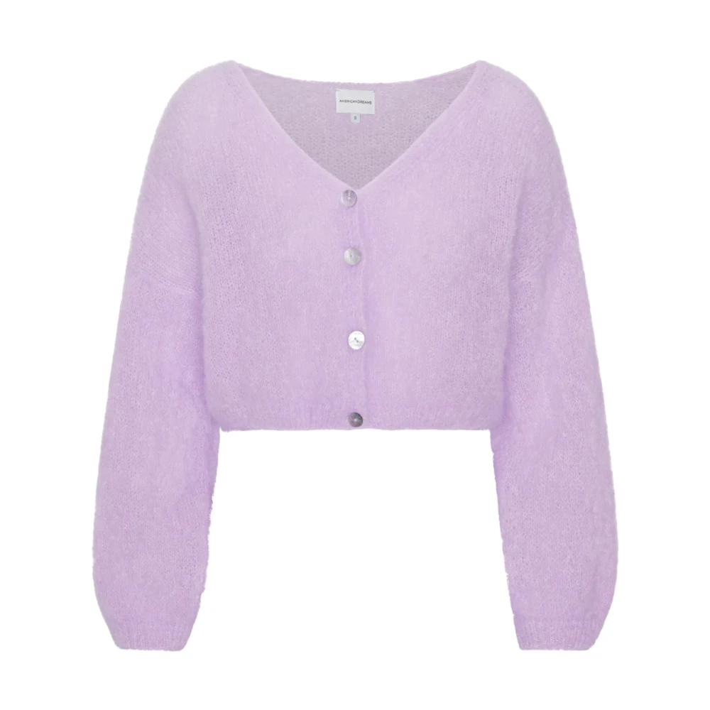 American Dreams Lichtpaarse Geknipte Mohair Cardigan Purple Dames