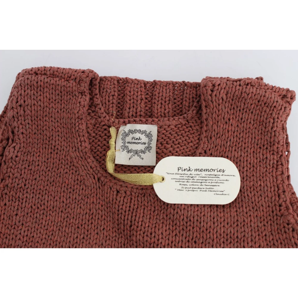 Pink Memories Rode Mouwloze Gebreide Vest Trui Red Dames