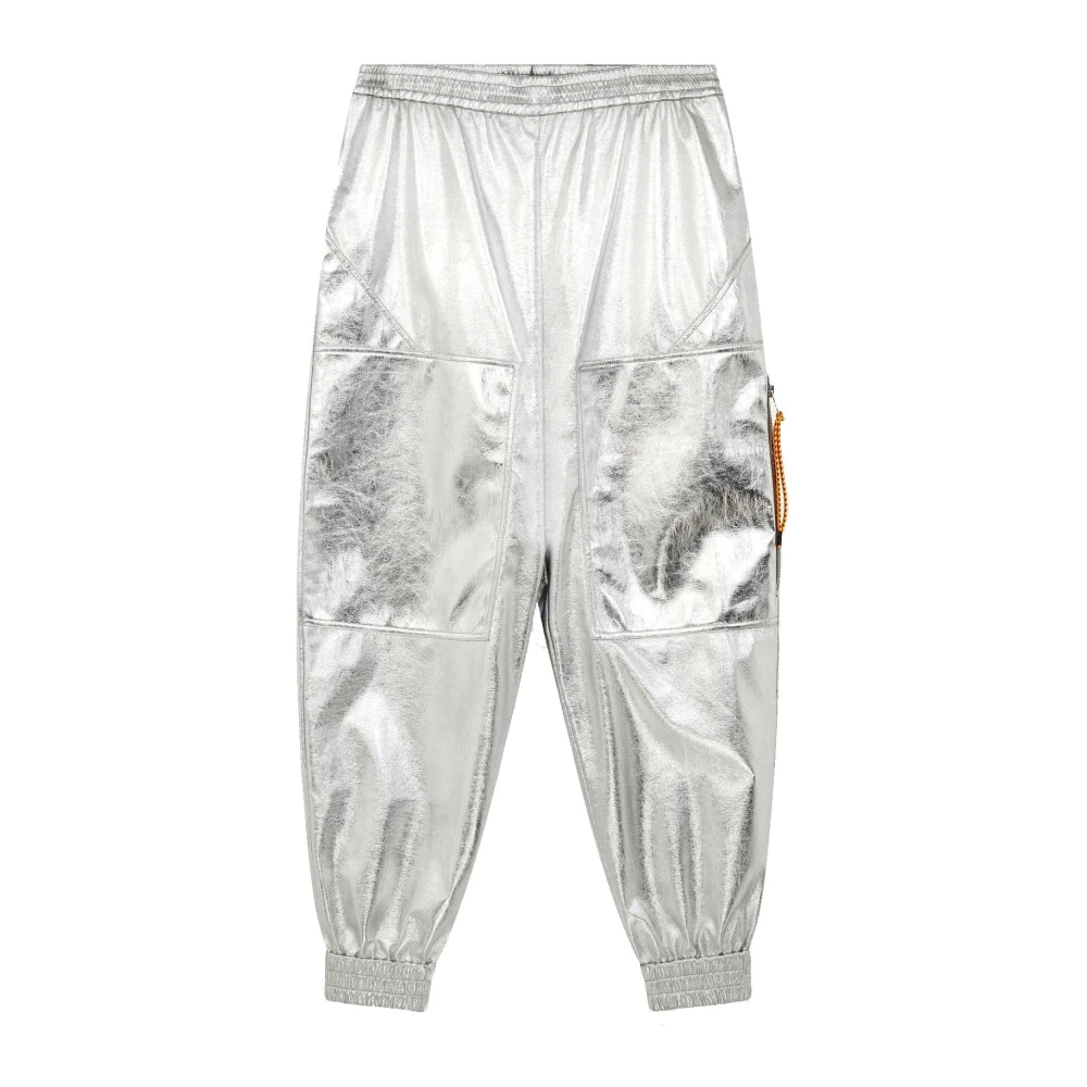 Stella Mccartney Zilver gecoate metallic leren broek Gray Dames