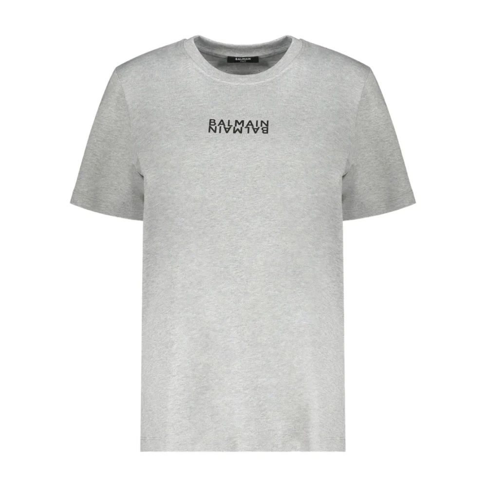 Balmain Gray Logo T-Shirt - Male - T-Shirts - S - Tops