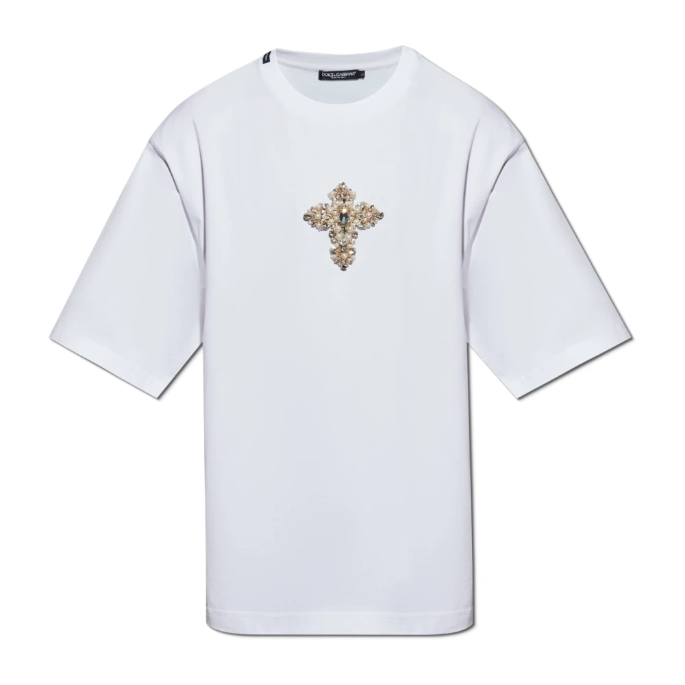 Dolce & Gabbana T-shirt met glinsterende applicatie White Heren