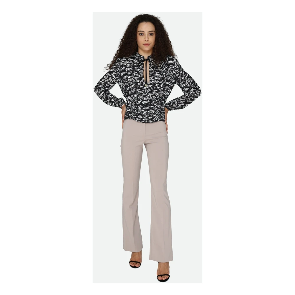 PATRIZIA PEPE Zwart en wit patroon slim fit blouse Multicolor Dames