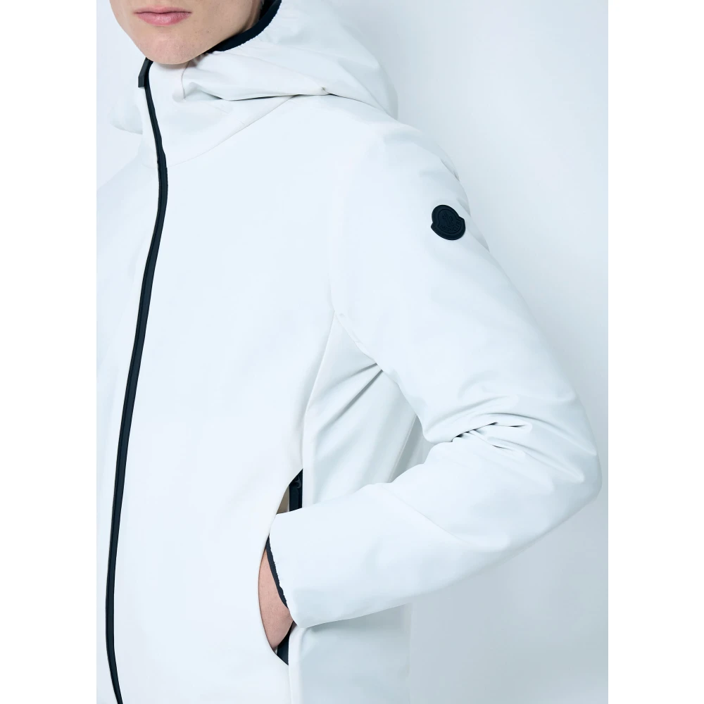 Moncler Matte Finish Donsjas met Contrasterende Afwerking White Heren