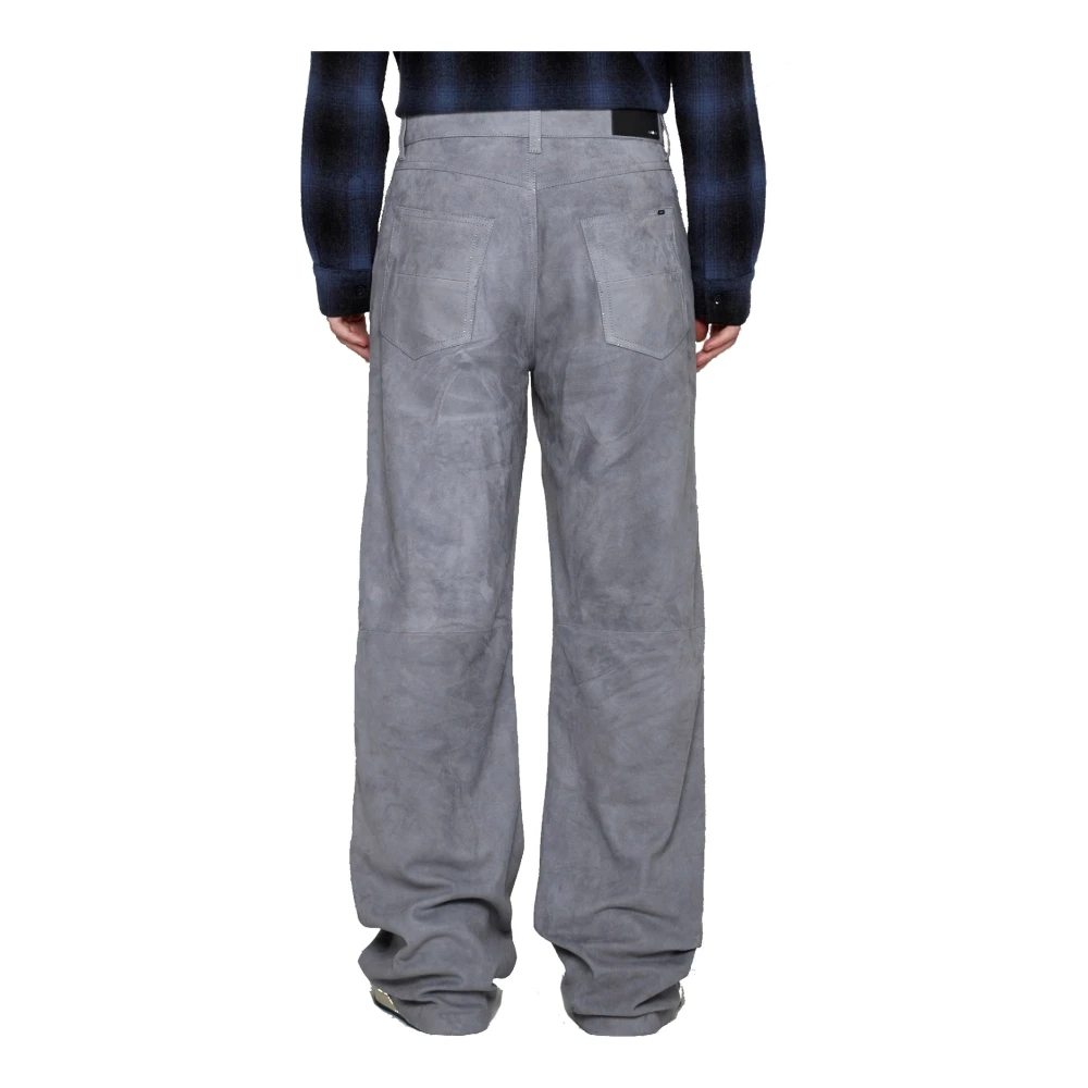 Amiri Straight Jeans met Suède-effect Gray Heren