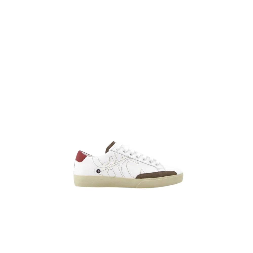 Carolina Herrera Leren Sneakers met Initialen en Contrasterende Hiel Dames Schoenen Wit