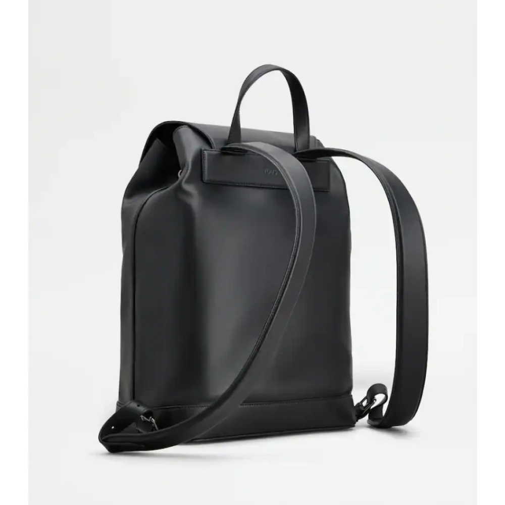 TOD'S Zwarte kalfsleren rugzak met T Timeless Black Heren