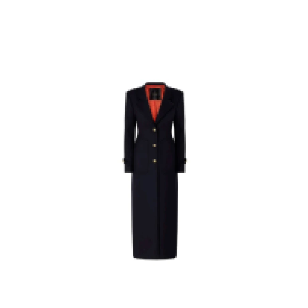 Pinko , Single-Breasted Coats, Female, Blue, S, Button-Fastening Single-Breasted Coat