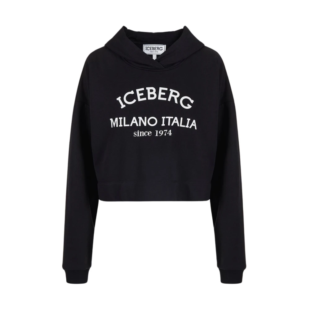 Iceberg Zwarte hoodie met institutioneel logo Black Dames