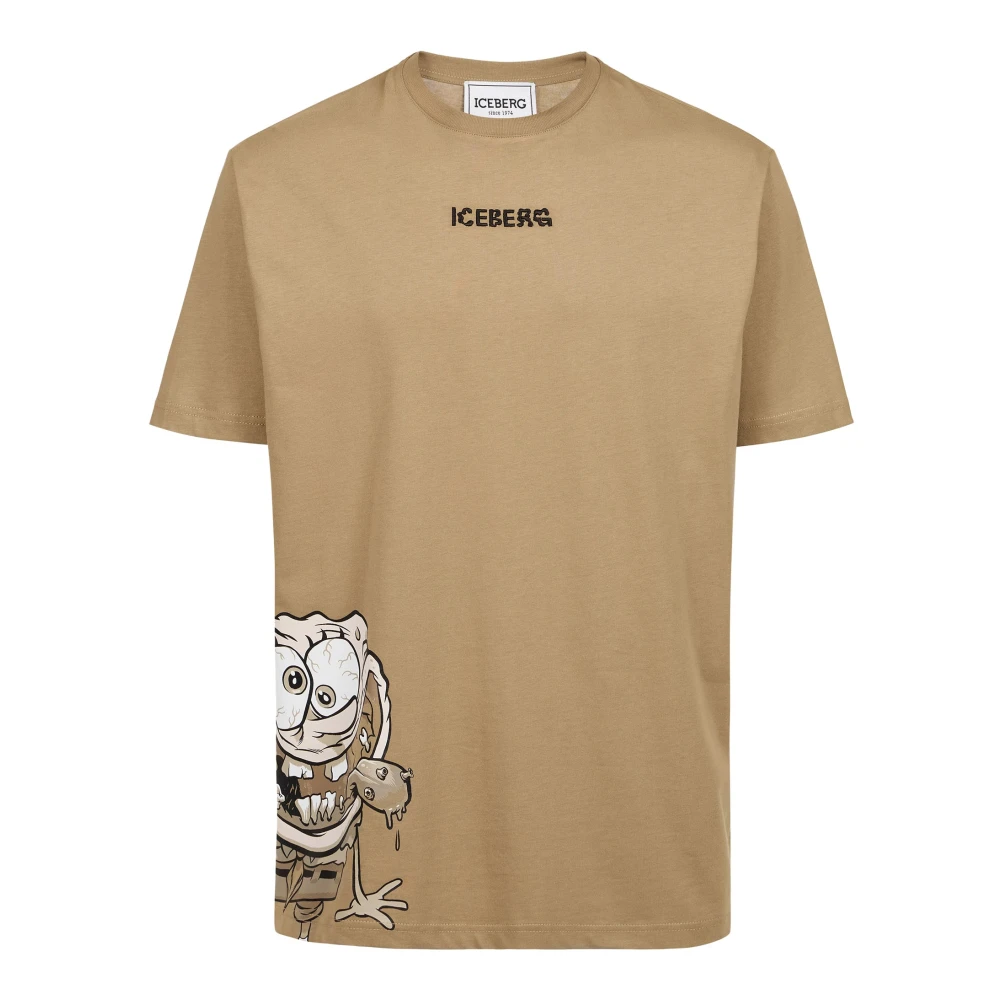Iceberg Regular fit modderkleurig T-shirt met SpongeBob-print in jersey Brown Heren