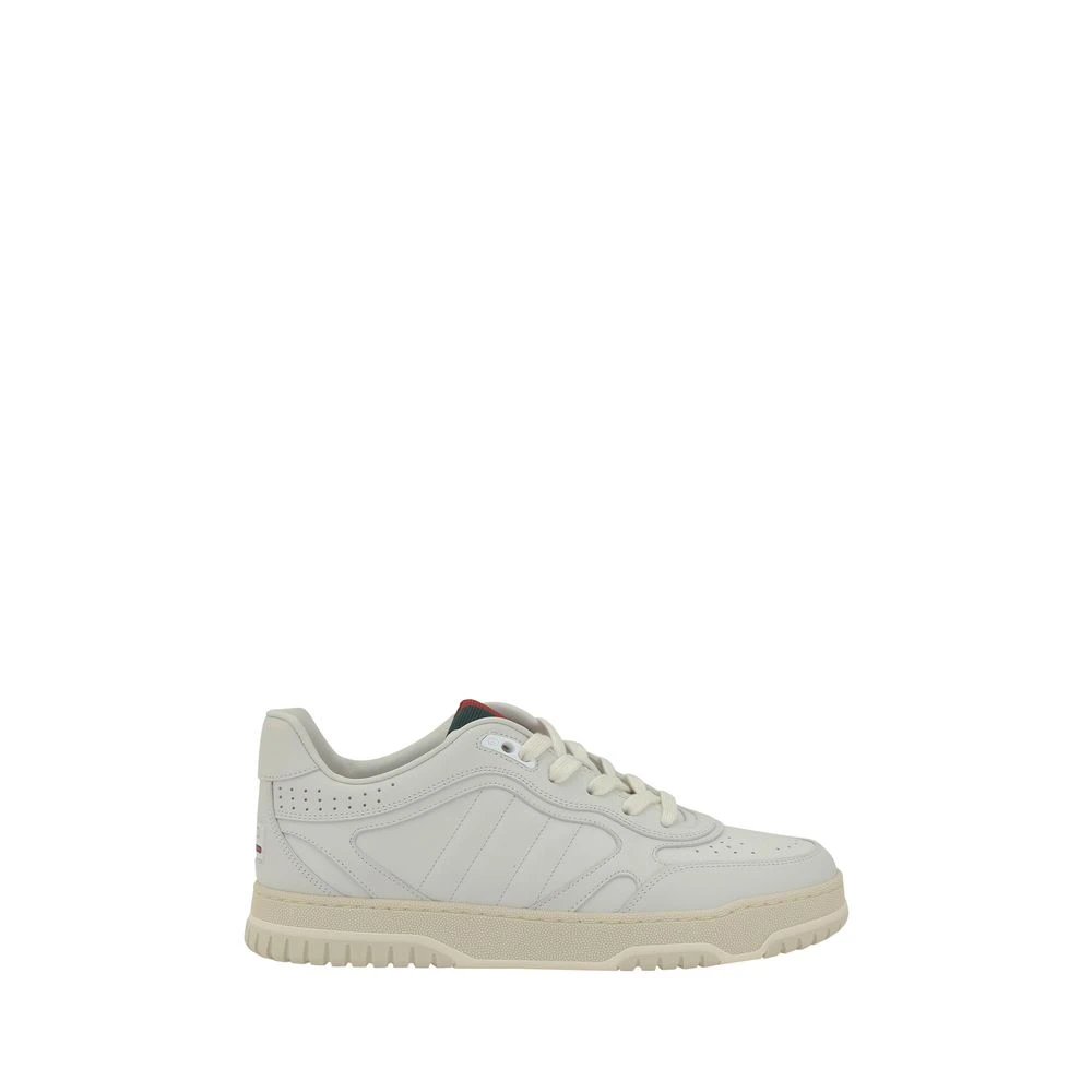 Gucci Leren Sneakers met Logo Print en Geperforeerde Neus Heren Schoenen Wit