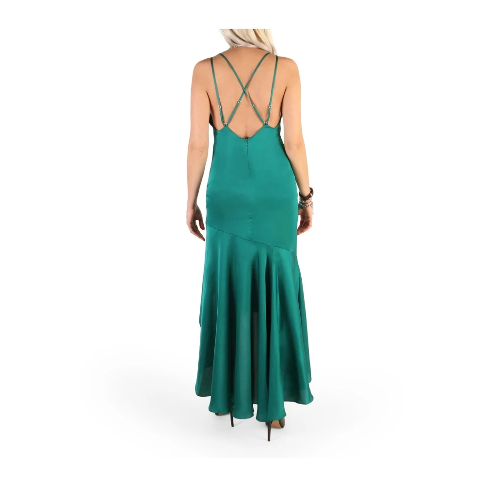 Guess Elegante High Low Satijnen Jurk Green Dames