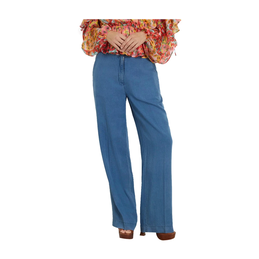 Guess Blauwe Elegante Slim Fit Broek Blue Dames