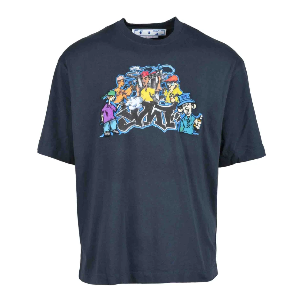 Off White Tshirt Blue Heren