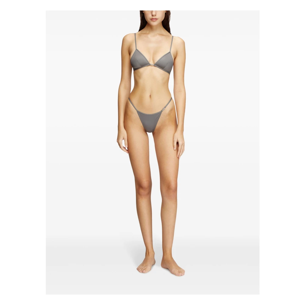 Diesel Grijze Microvezel Triangel Bh met Ovale D Metalen Plaat Gray Dames