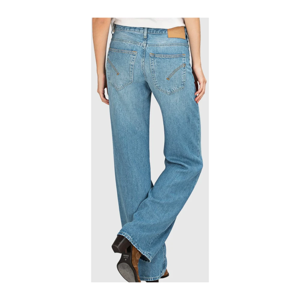 Dondup Blauwe Wijde Pijp Broek met Zakken Blue Dames