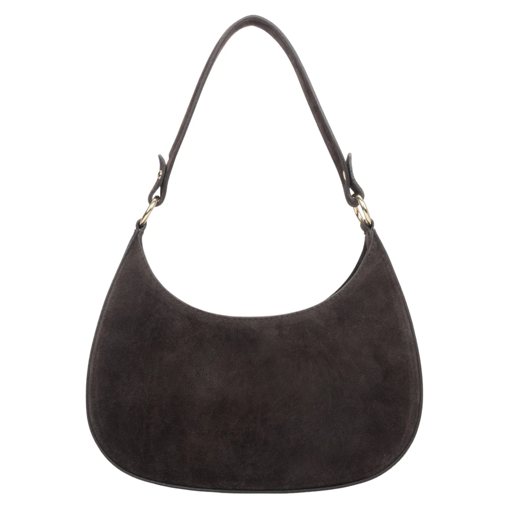 Estro Women's Dark/Brown Shoulder Bag Made Of Premium Genuine Italian Velour Er00118162