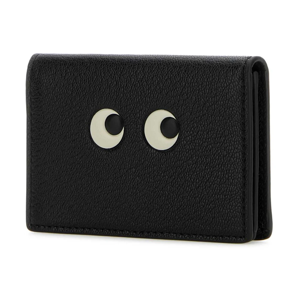 Anya Hindmarch Stijlvolle Zwarte Leren Kaarthouder Black Dames