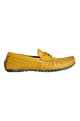 Gula Läder Loafer Skor