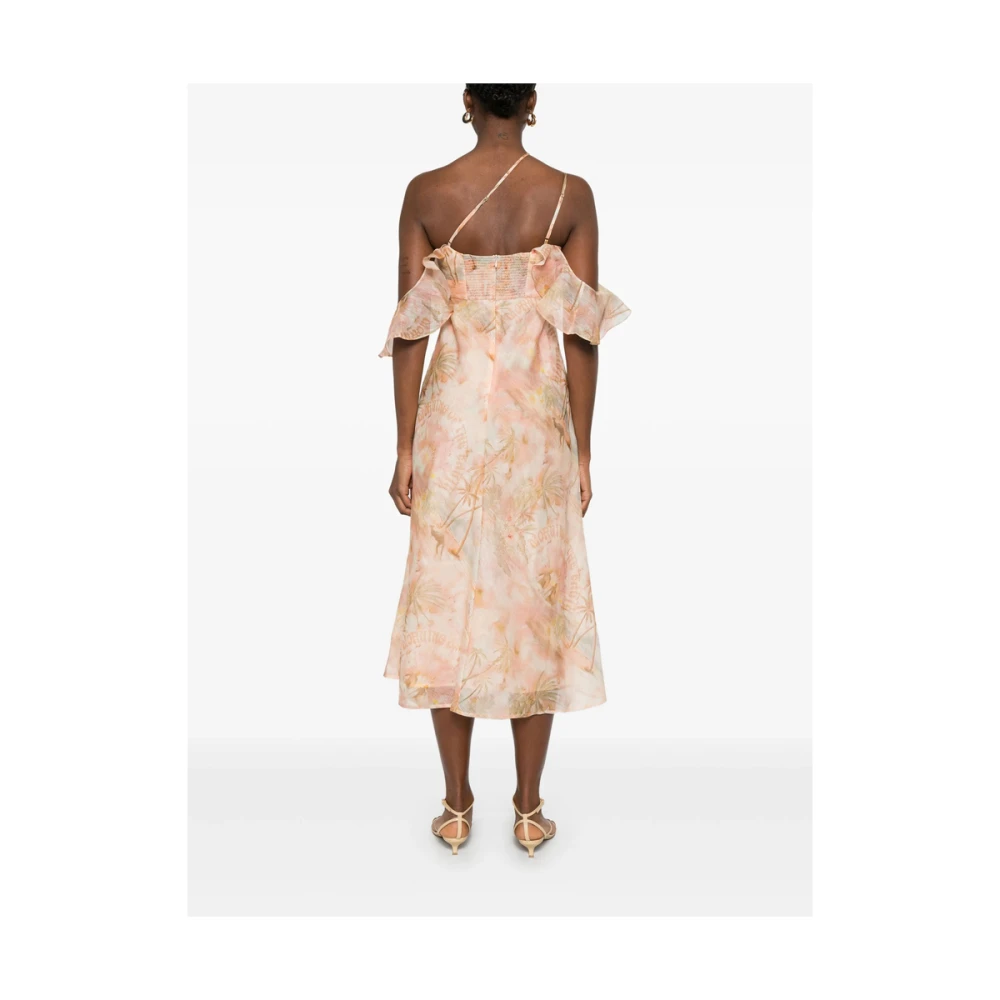 Zimmermann Gerimpelde Ecru Jurk met Verstelbare Bandjes Beige Dames