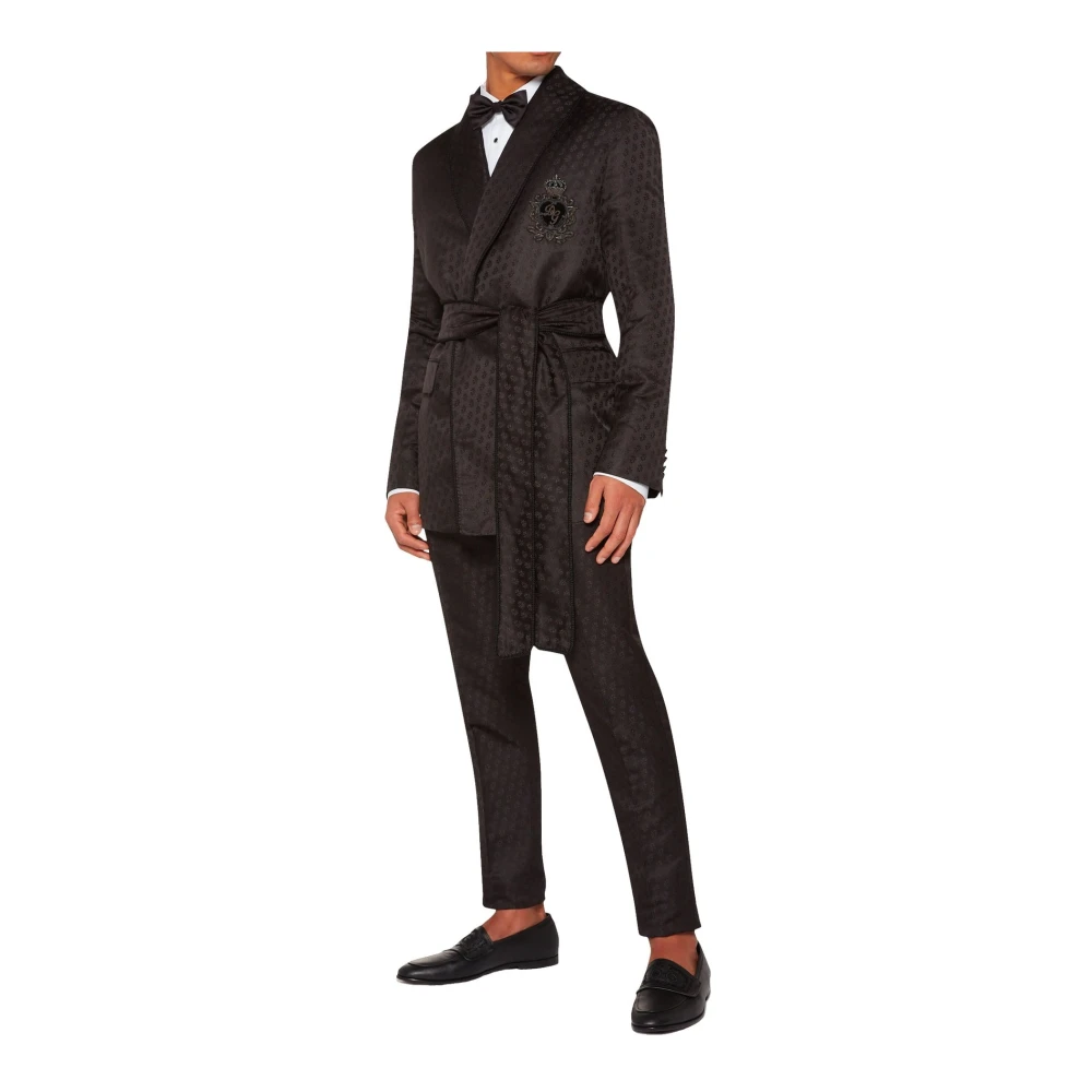 Dolce & Gabbana Jacquard Tuxedo Jacket met Geborduurd Logo Black Dames