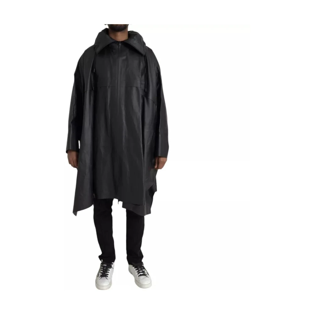 Bottega Veneta Men's Black Parkas, M, Leather Parka Jacket
