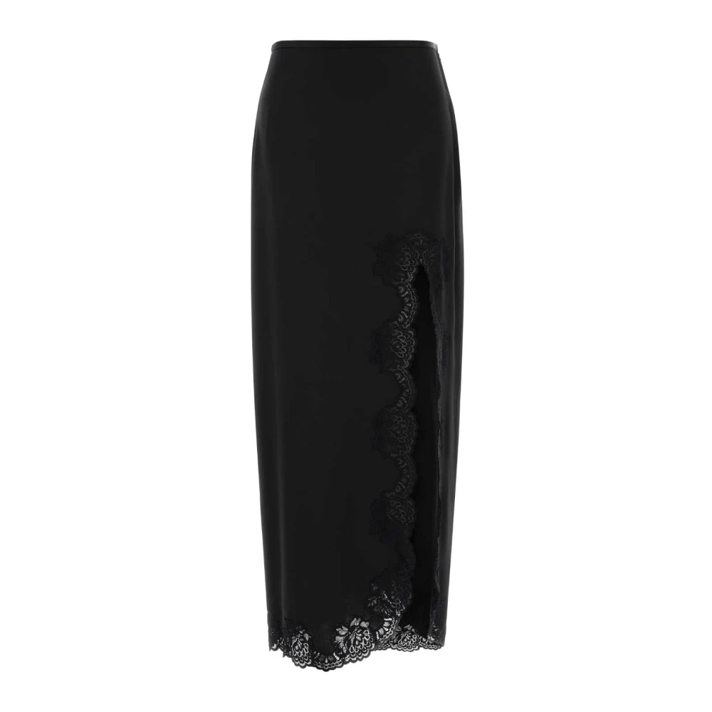 Valentino Garavani Lace Crepe Sati Skirt - Female - Midi Skirts - Black - Xs - Skirts