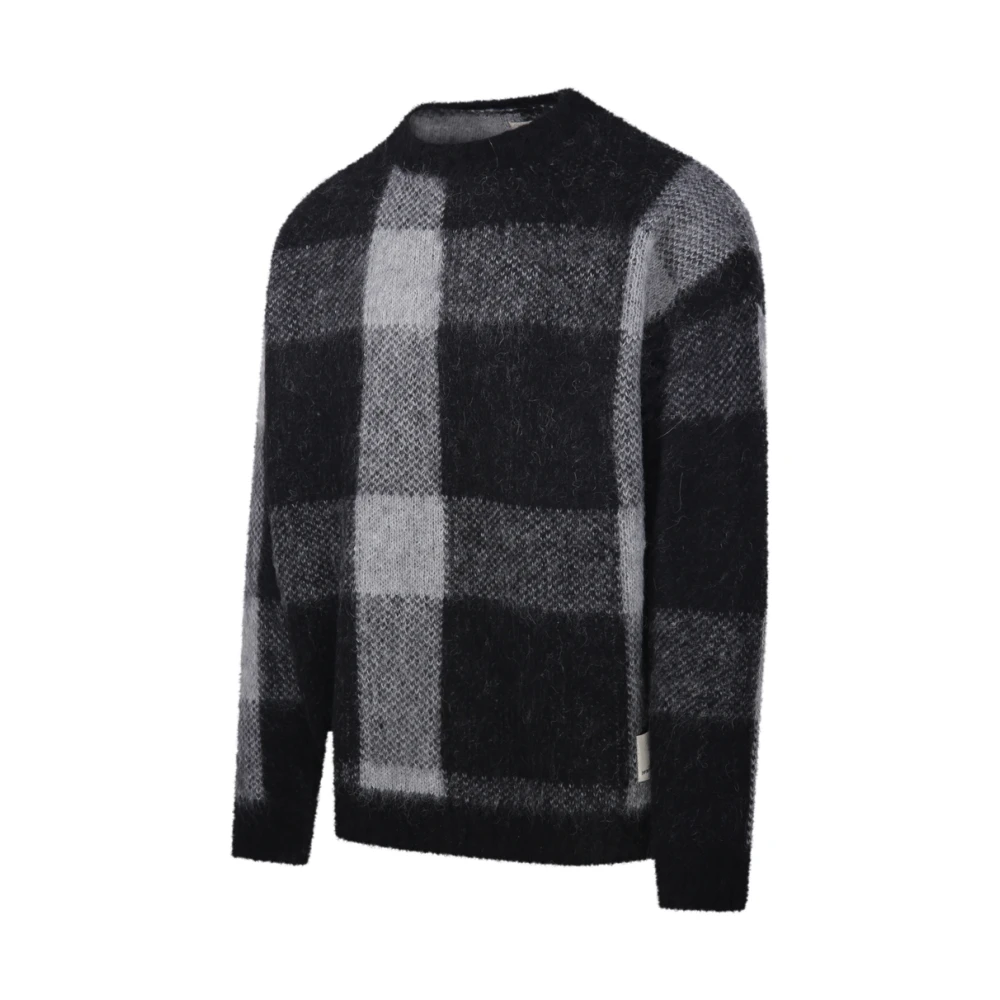 Emporio Armani Quadri Sweater in Neutraal Grijs Multicolor Heren