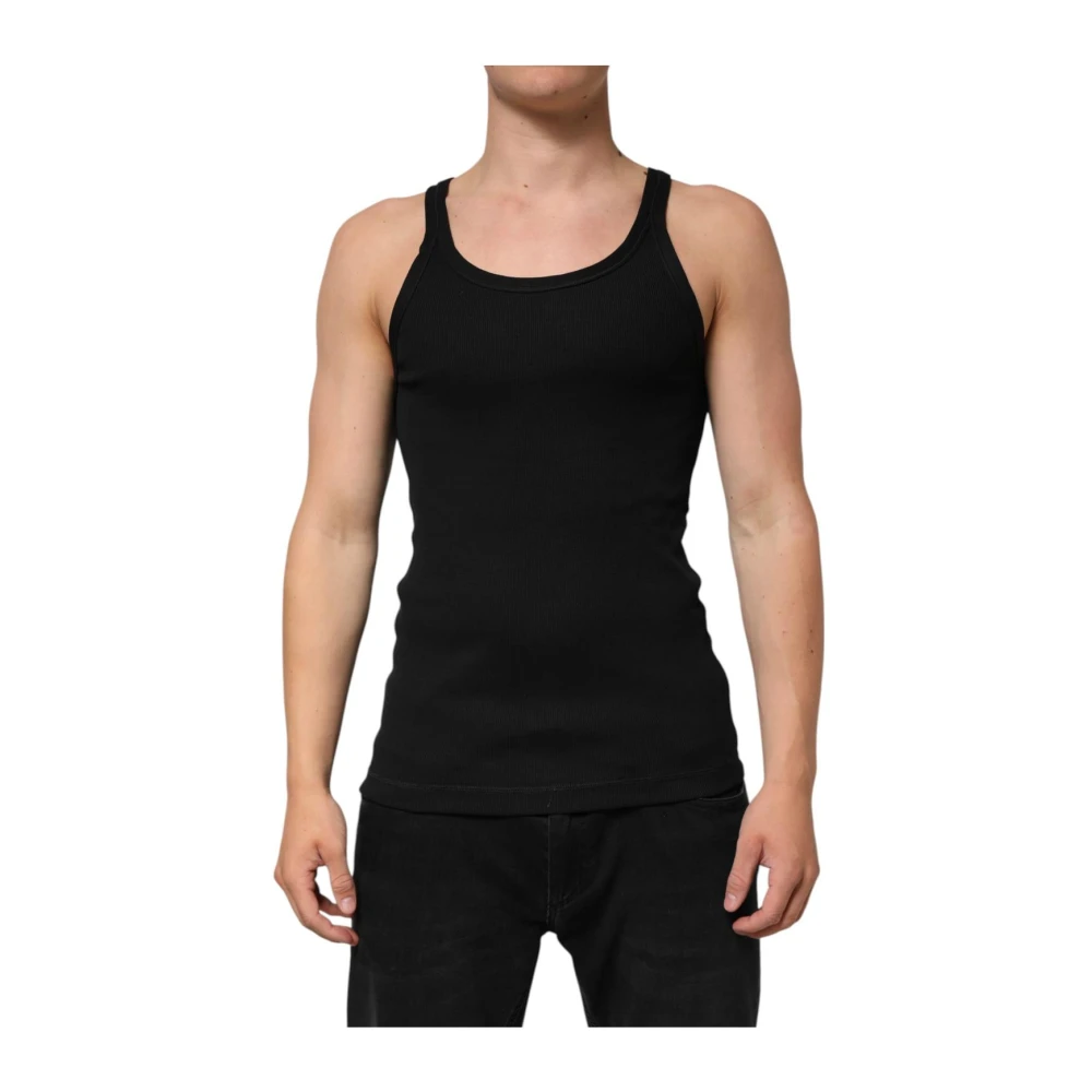 Dolce & Gabbana Mannelijk Zwart Tops Heren, L, Katoen, E Mouwloze Tank Heren T-Shirt