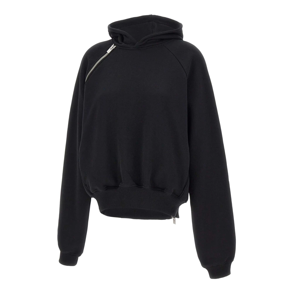 Heliot Emil Zwarte Katoenen Sweatshirt met Ritsdetails Black Dames