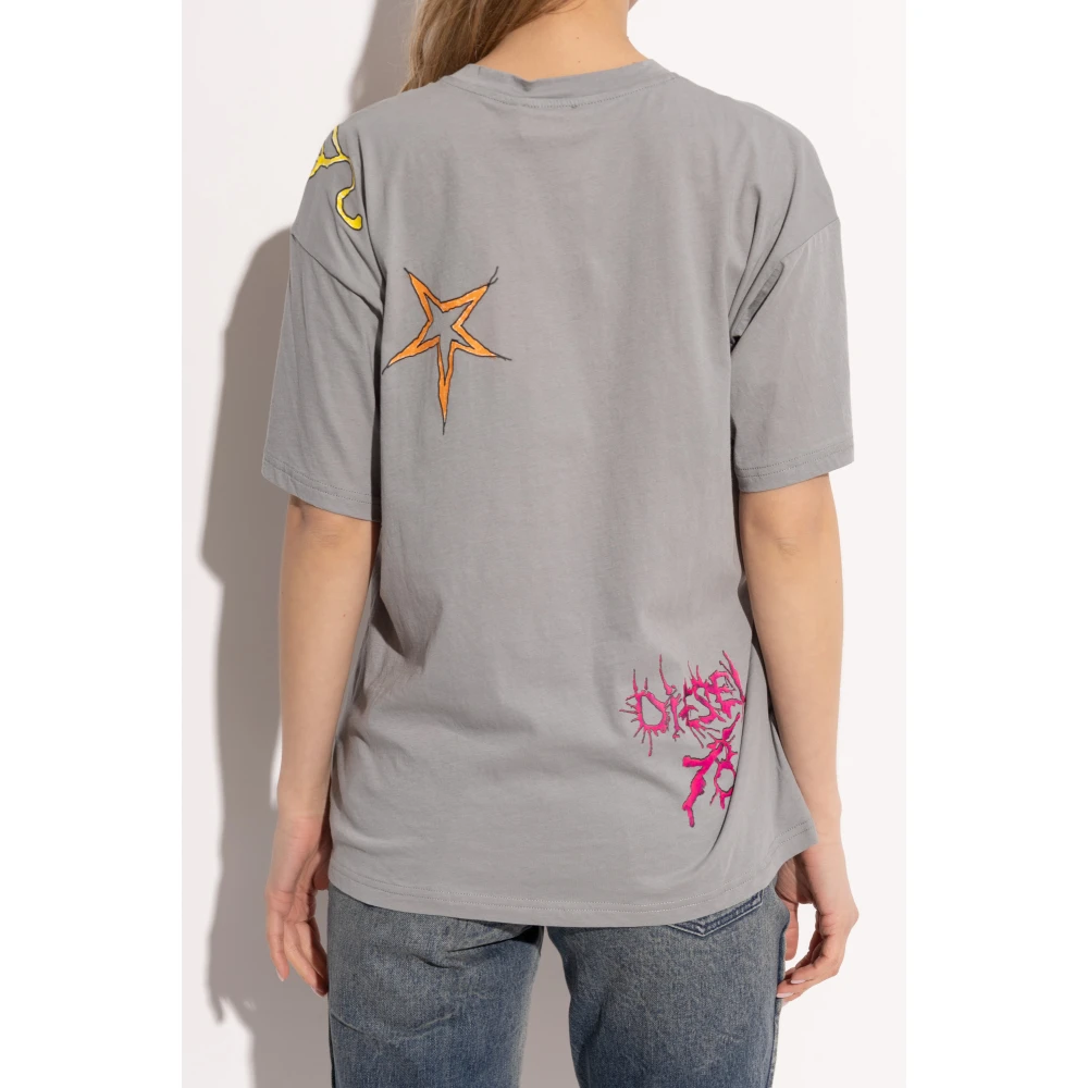 Diesel T-shirt T-Buxt-Q1 Gray Dames
