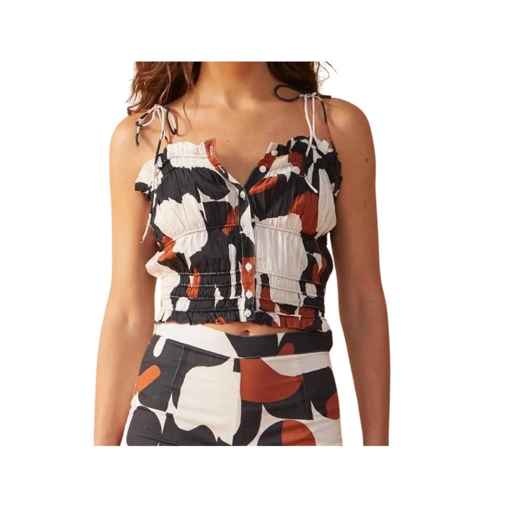 Mare Di Latte Zwart Katoenen Top uit de Jaren Zeventig Multicolor Dames