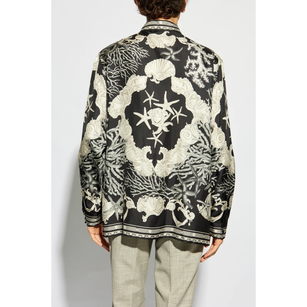 Versace Shirt met 'Barocco Sea' Print Black Heren