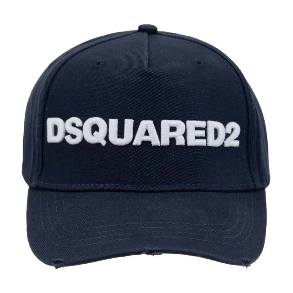 Dsquared2 Men's Blue Embroidered Baseball Cap With Buckle Closure